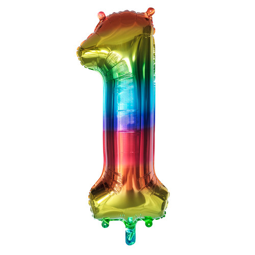 BALLON CHIFFRE 1 ARC EN CIEL 86CM
