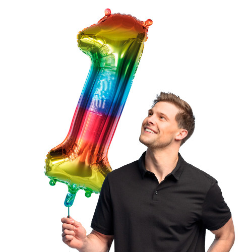 BALLON CHIFFRE 1 ARC EN CIEL 86CM