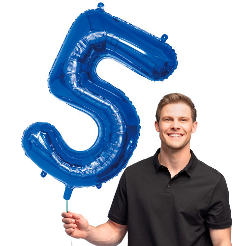 BALLON CHIFFRE 5 BLEU 86CM