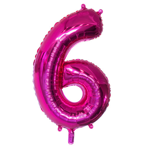 BALLON CHIFFRE 6 ROSE 86CM