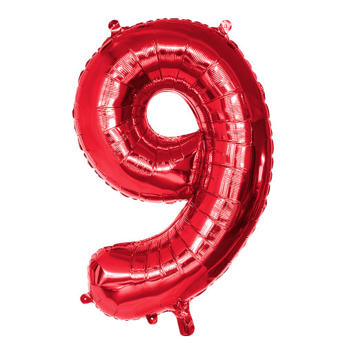 BALLON CHIFFRE 9 ROUGE 86CM