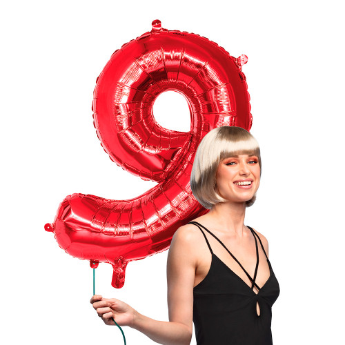 BALLON CHIFFRE 9 ROUGE 86CM