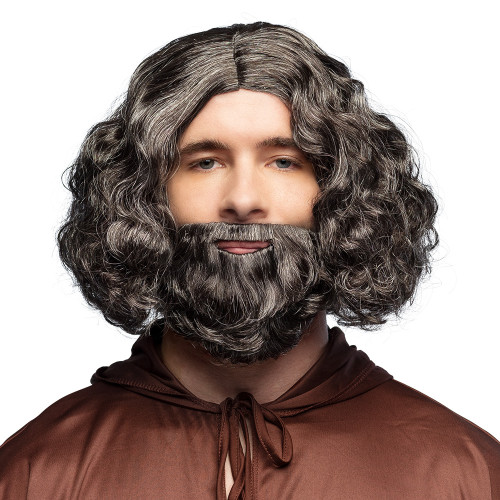 PERRUQUE JOSEPH NOIR/GRIS AVEC BARBE