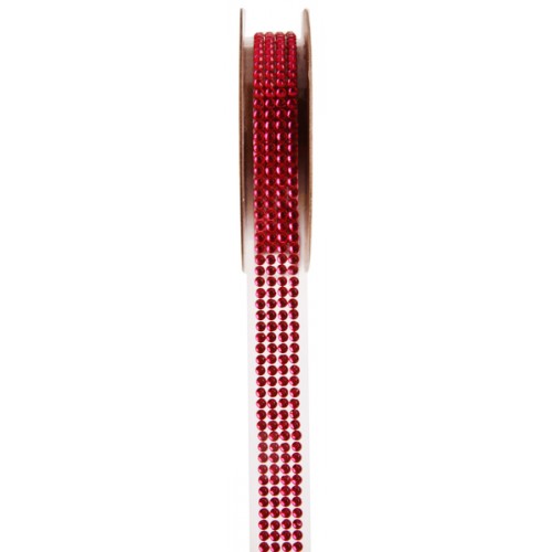 RUBAN STRASS AUTOCOLLANT ROUGE