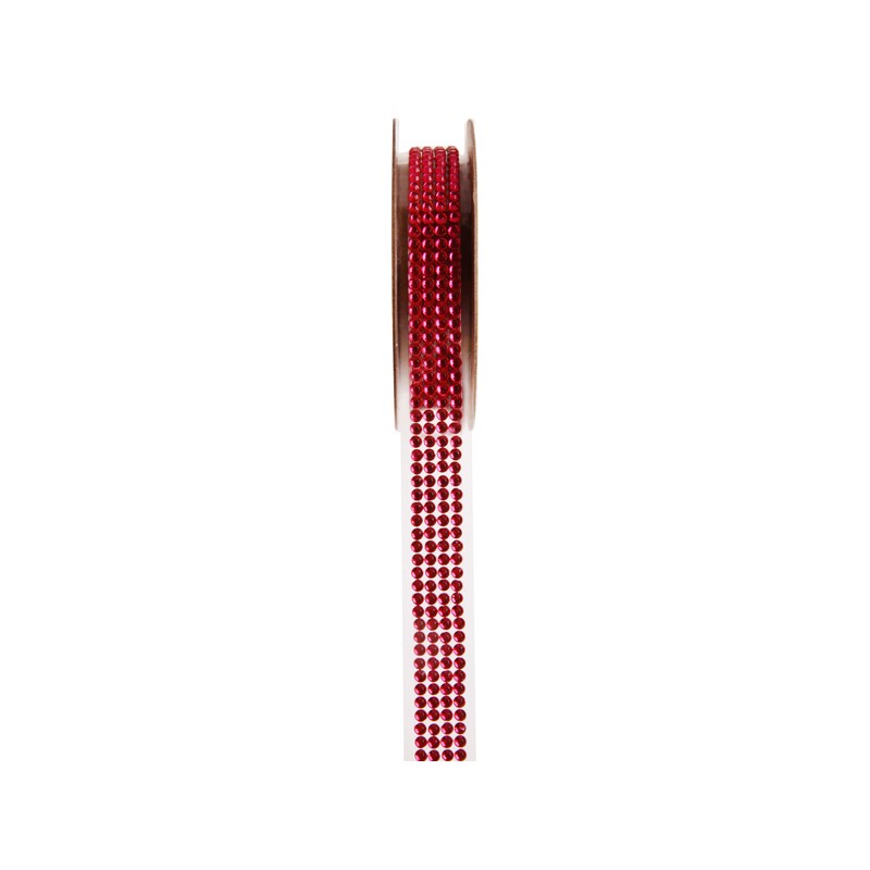 RUBAN STRASS AUTOCOLLANT ROUGE