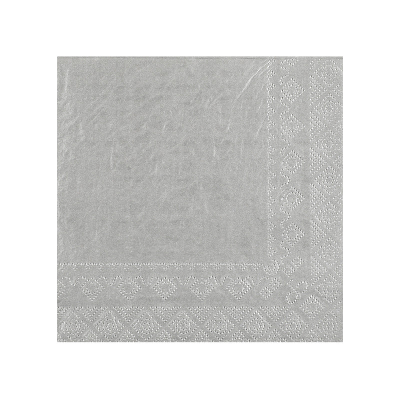 25 SERVIETTES 33X332 PLIS ARGENT