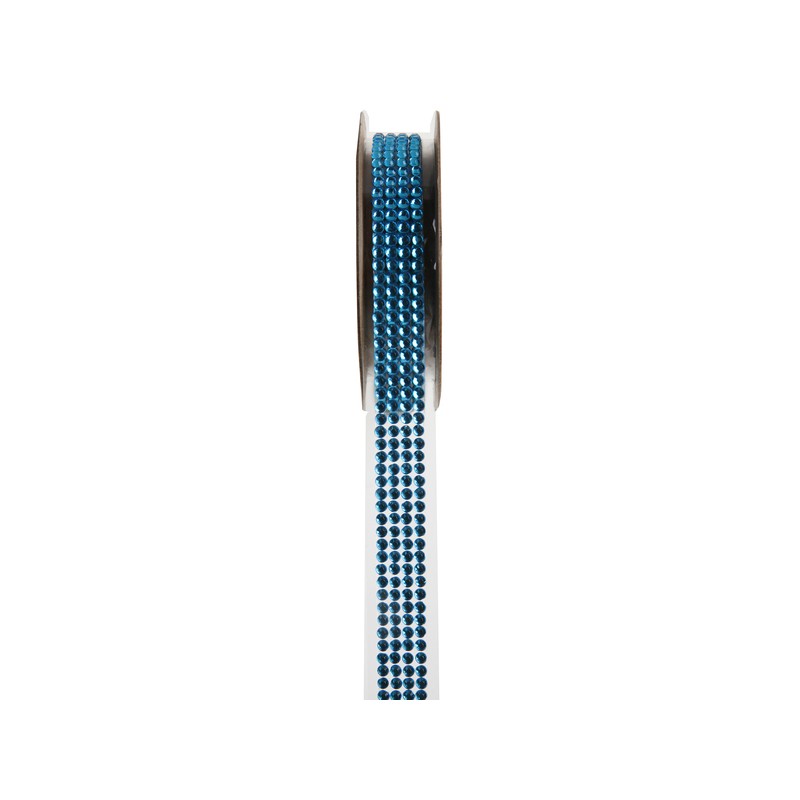 RUBAN STRASS AUTOCOLLANT TURQU