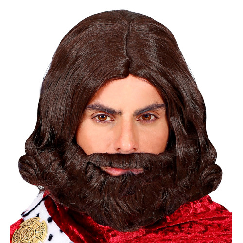 PERRUQUE ROI MEDIEVAL ET BARBE