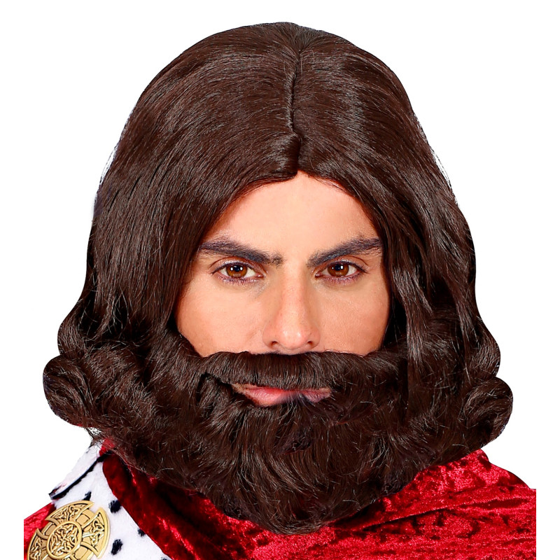 PERRUQUE ROI MEDIEVAL ET BARBE