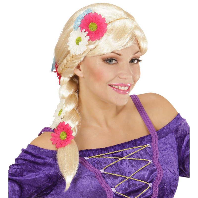 PERRUQUE RAPUNZEL AVEC FLEURS