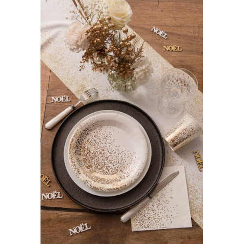 10 SERVIETTES NOEL CONFETTIS BLANC