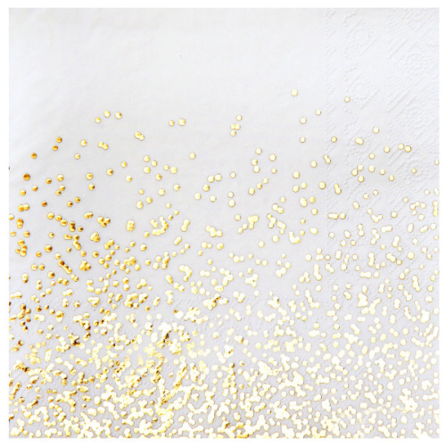 10 SERVIETTES NOEL CONFETTIS BLANC