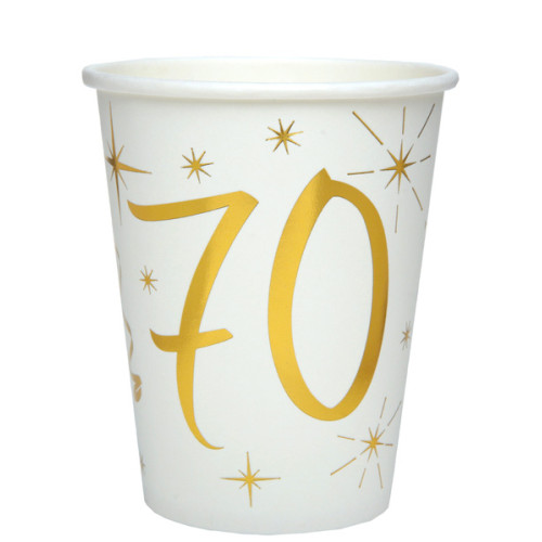 10 GOBELETS AGE 70 ANS OR/BLC