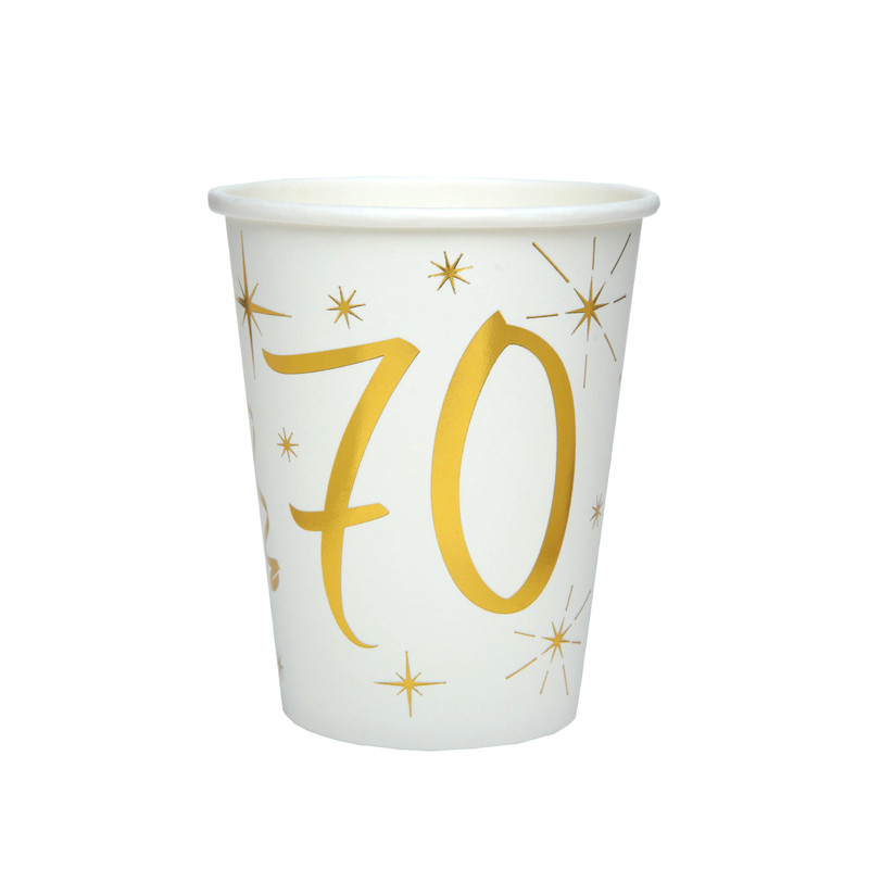 10 GOBELETS AGE 70 ANS OR/BLC