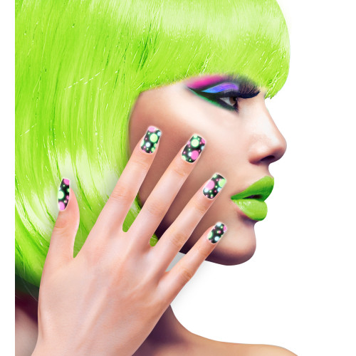 SET DE 12 ONGLES NEON A POIS