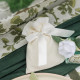 4 POCHONS TISSU GAUFRÉ/NŒUD CREME