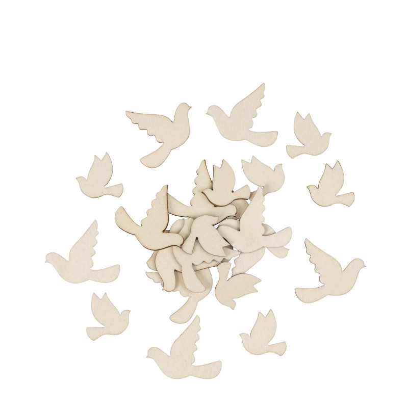 24 CONFETTIS COLOMBES BOIS