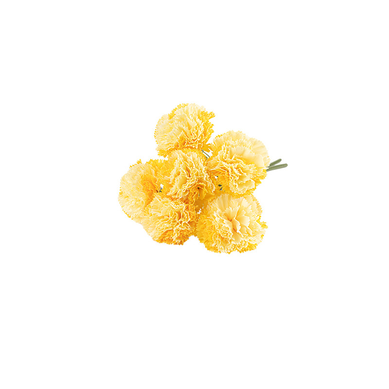 BOUQUET DE 6 ŒILLETS JAUNE 30CM