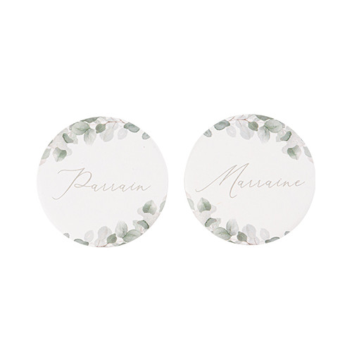 2 BADGES "PARRAIN" "MARRAINE"