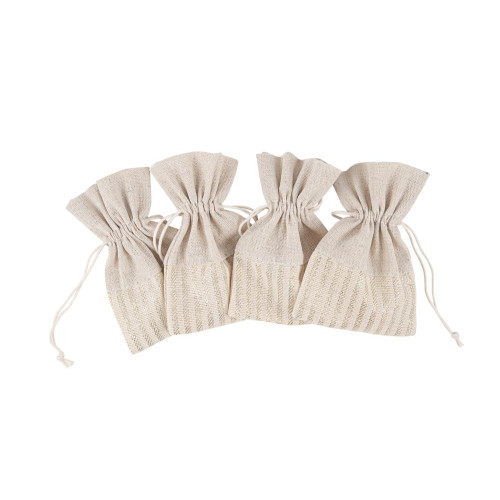 4 POCHONS RAYON EFFET LIN CREME