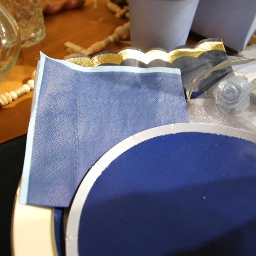 15 SERVIETTES COCKTAIL BI-COLOR BLEU MARINE