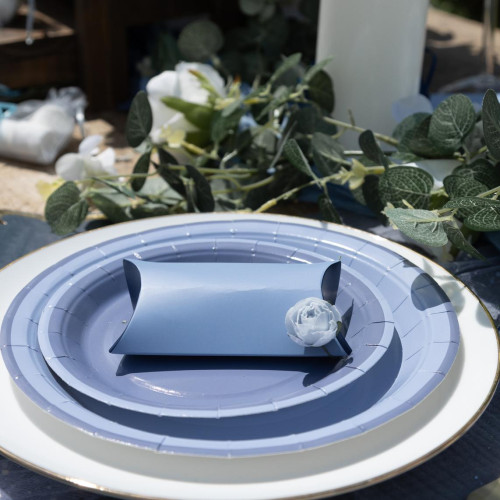 6 ASSIETTES BI-COLOR BLEU ORAGE ET MARINE