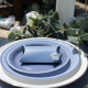 6 ASSIETTES BI-COLOR BLEU ORAGE ET MARINE