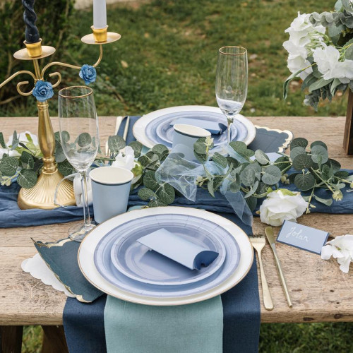 6 ASSIETTES PM BI-COLOR BLEU MARINE