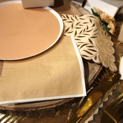 15 SERVIETTES COCKTAIL BI-COLOR CAMEL