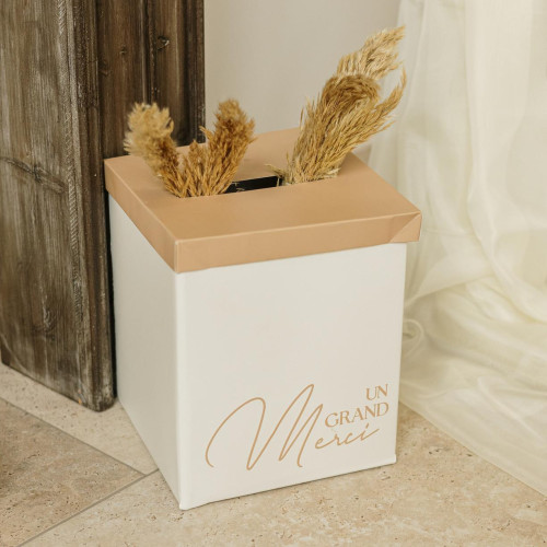 URNE &quot;UN GRAND MERCI&quot; BI COLOR CREME