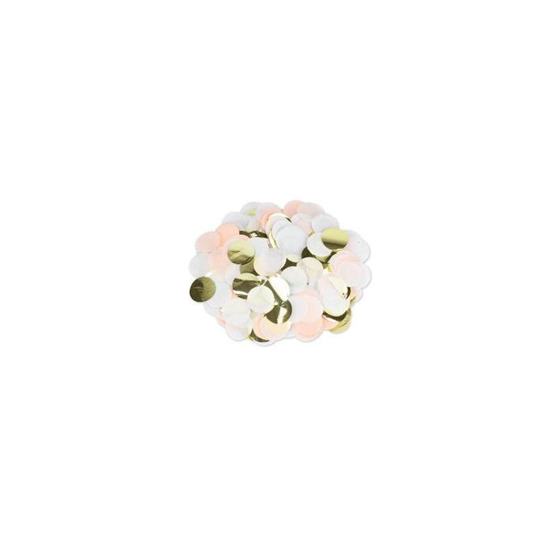 CONFETTIS PAPIER PECHE BLANC OR