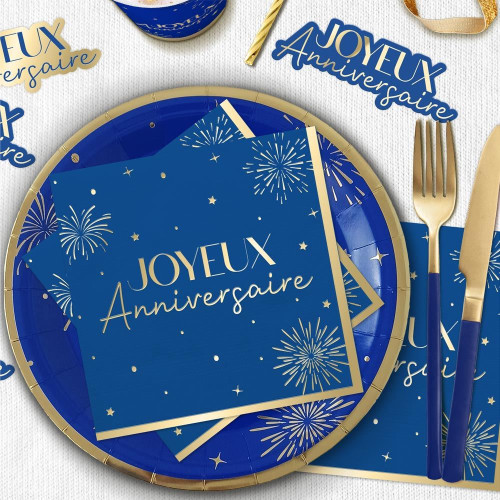 10 SERVIETTES PARTY BLEU