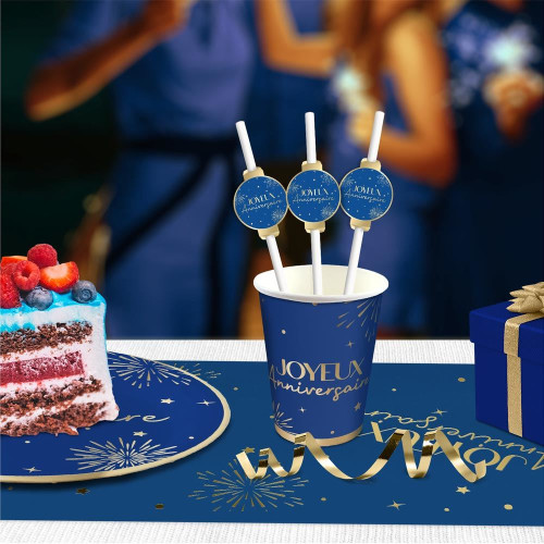12 PAILLES  PARTY BLEU