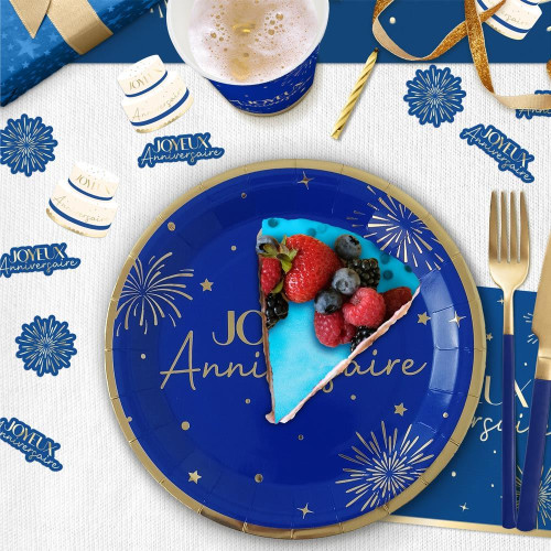 TRIO DECO TABLE PARTY BLEU
