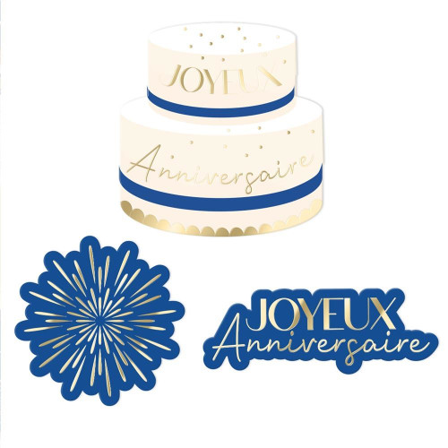 TRIO DECO TABLE PARTY BLEU