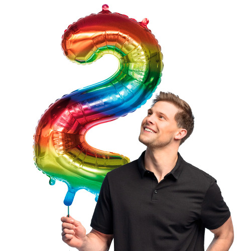BALLON CHIFFRE 2 ARC EN CIEL 86CM