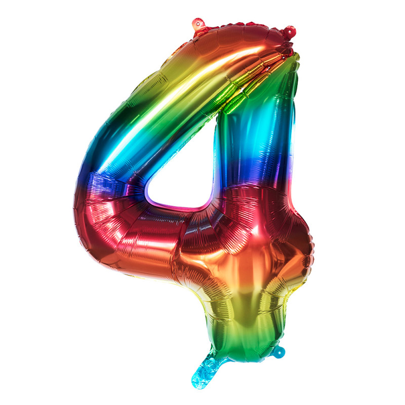 BALLON CHIFFRE 4 ARC EN CIEL 86CM