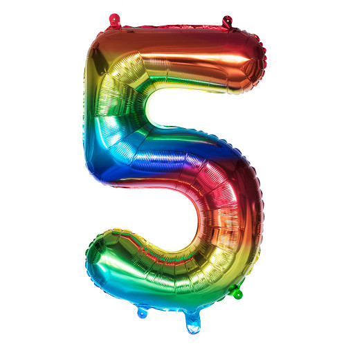 BALLON CHIFFRE 5 ARC EN CIEL 86CM