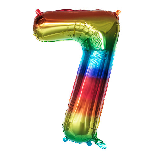 BALLON CHIFFRE 7 ARC EN CIEL 86CM