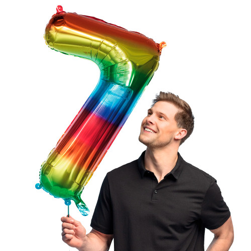 BALLON CHIFFRE 7 ARC EN CIEL 86CM