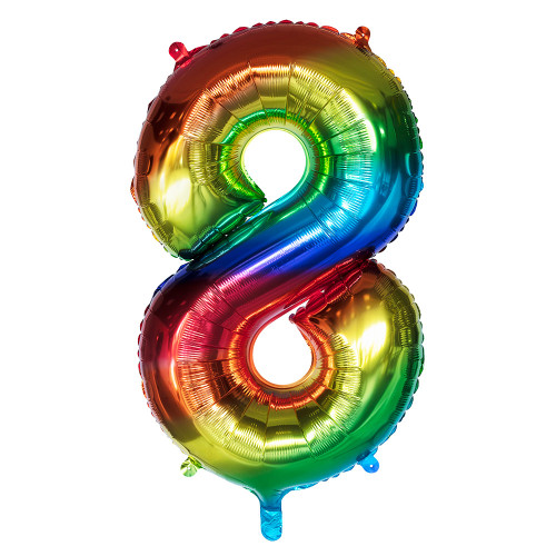 BALLON CHIFFRE 8 ARC EN CIEL 86CM