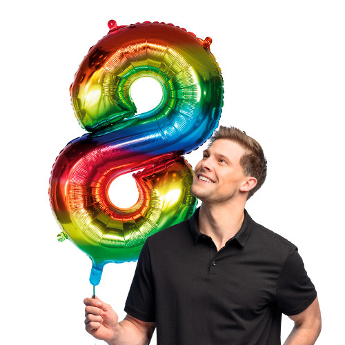 BALLON CHIFFRE 8 ARC EN CIEL 86CM