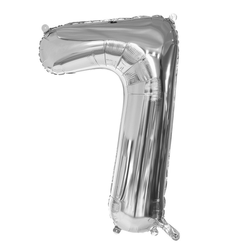 BALLON CHIFFRE 7 ARGENT 86CM