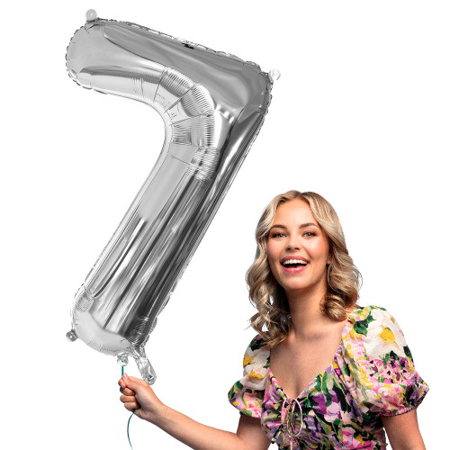 BALLON CHIFFRE 7 ARGENT 86CM