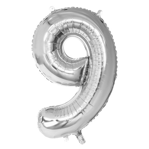 BALLON CHIFFRE 9 ARGENT 86CM