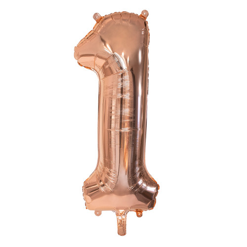 BALLON CHIFFRE 1 OR ROSE 86CM