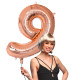 BALLON CHIFFRE 9 OR ROSE 86CM