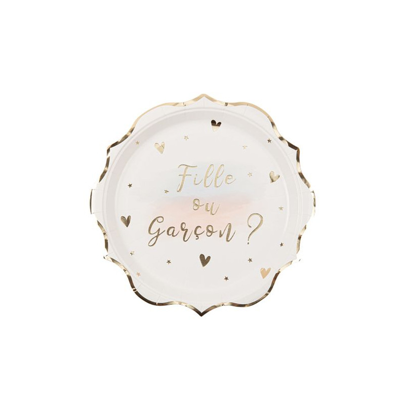 8 ASSIETTES GENDER REVEAL 23CM
