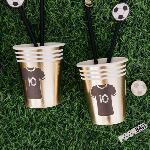 8 GOBELETS FOOTBALL OR BLC NOIR