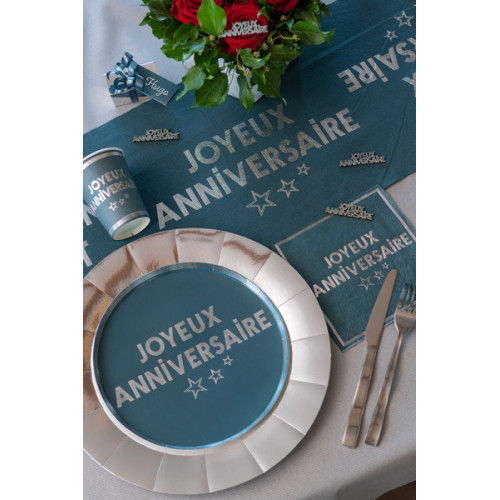 10 ASSIETTES STAR DU JOUR BLEU CANARD